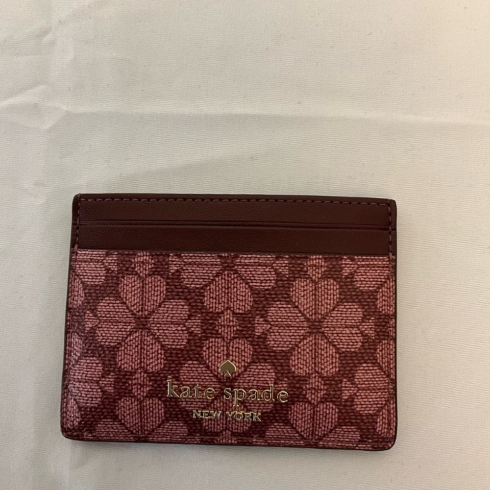 Kate Spade New York Grenache Gold Spade Flower Card Holder NWT